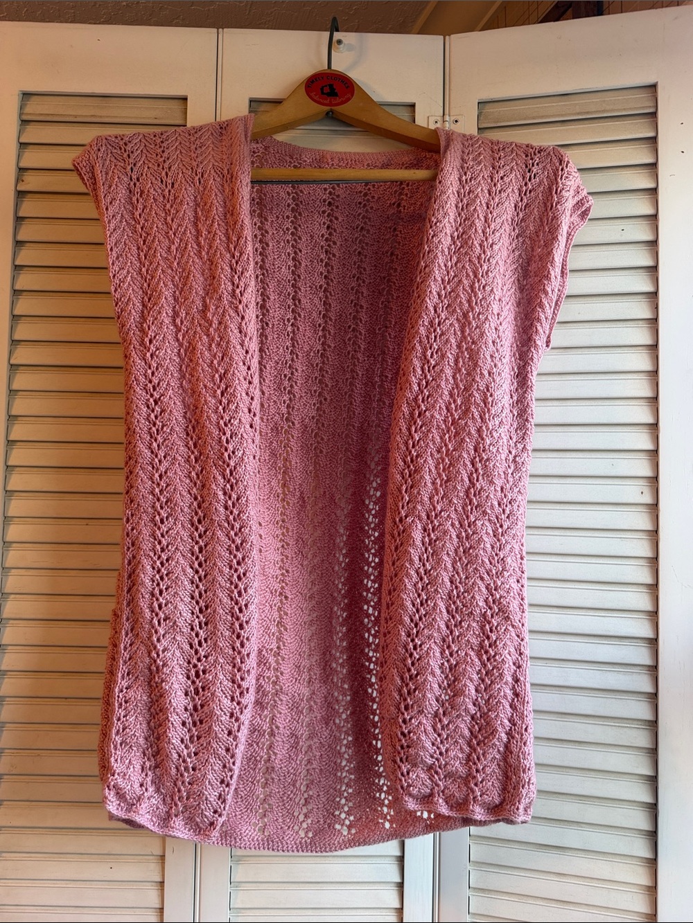 Handmade Pink Open-Front Knit Vest